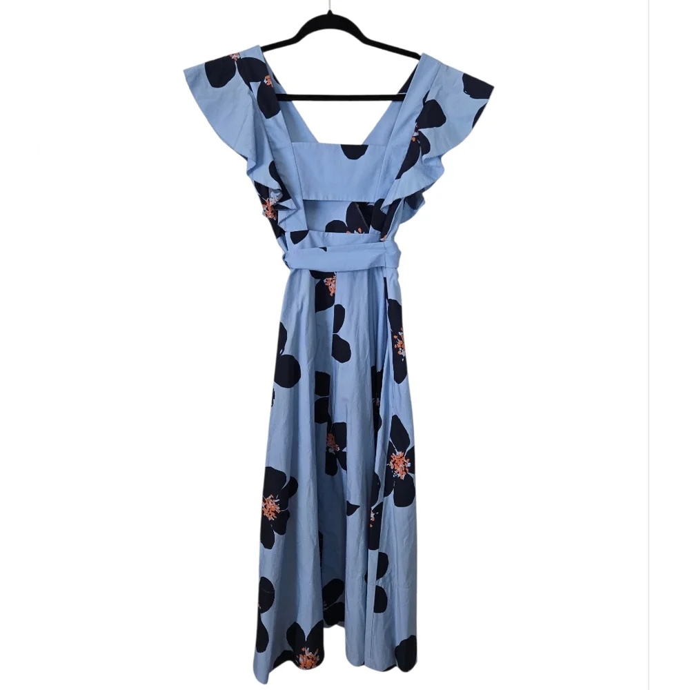 Kate Spade Grand Flora Poplin Powder Blue Midi Dress